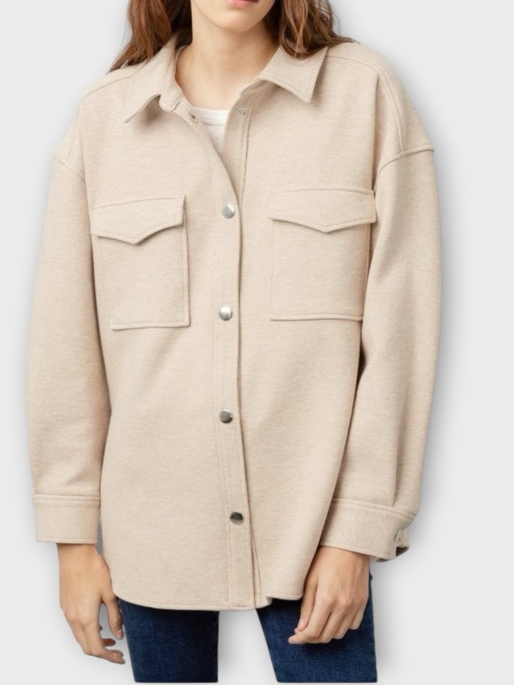 RAILS Turner Jacket Shacket Snap Front In Heather Oatmeal Women’s Size XS